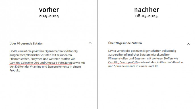 alt: Werbung, Lavita.com, 20.09.2024; neu: 08.05.2025