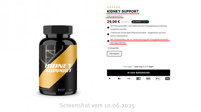 Angebot + Werbung, Kidney Support, Neosupps.com, 10.06.2025