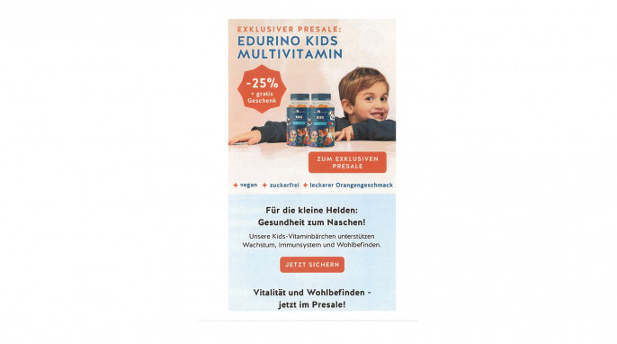 Newsletter Beautybears vom 15.05.2025, Exklusiver Presale: Edurino Kids Multivitamin