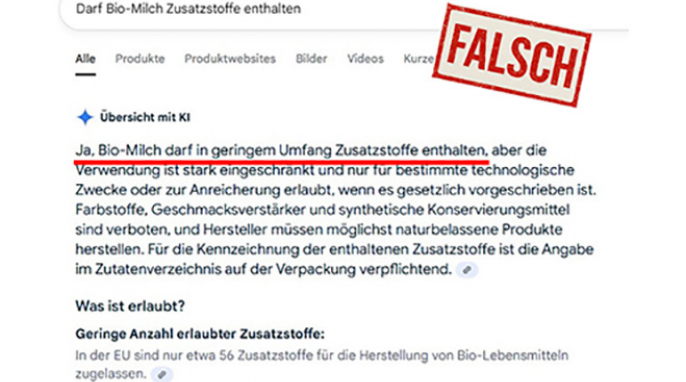 Google zu Zusatzstoffen in Biomilch