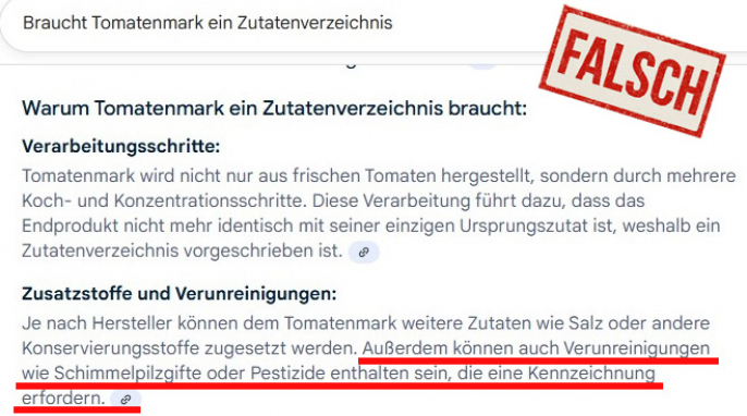 Google zu Schimmelpilzen in Tomatenmark