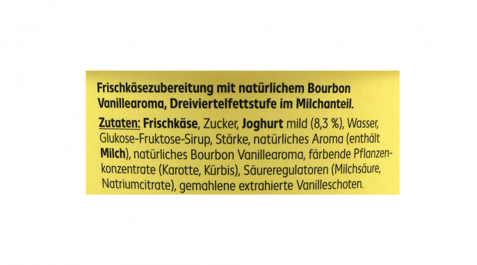 Bezeichnung und Zutaten, K-Classic Cremiger Quark Genuss