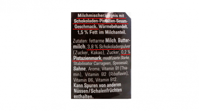 Zutaten, Müllermilch Dubai Chocolate Style