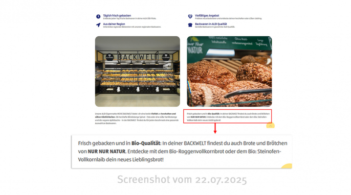 Werbung „Meine Backwelt“, Aldi-Sued.de, 22.07.2025 