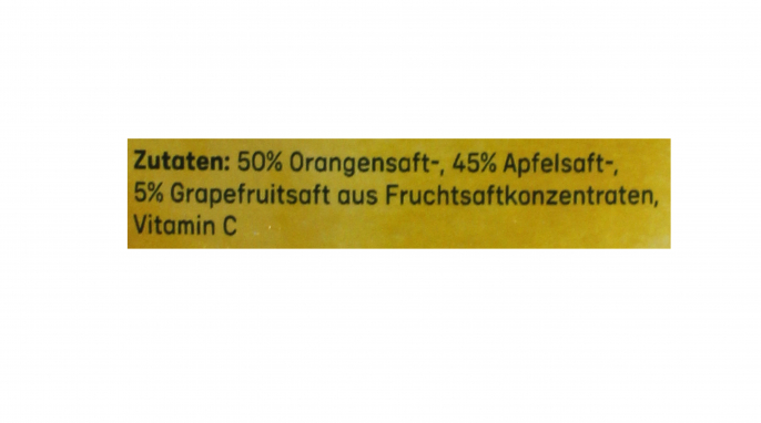 Zutaten, Amecke Sanfte Säfte Orange mit Grapefruit und Apfel