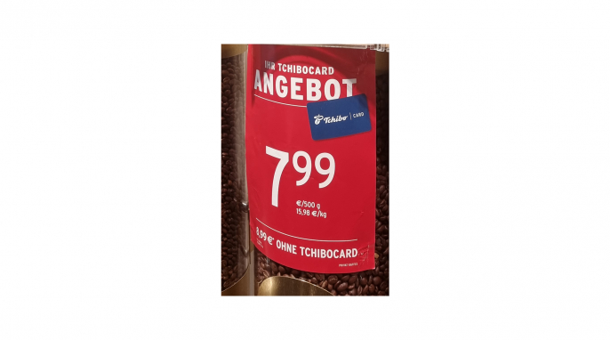 Preis mit Tchibocard, Privatkaffee African Blue, Tchibo, Frankfurt/Main, 24.07.2025 