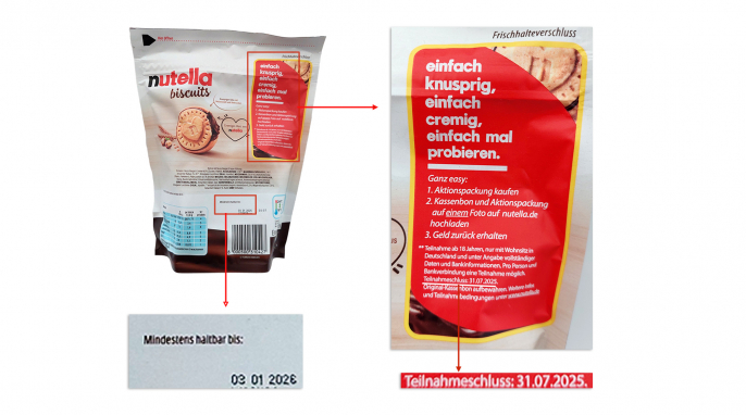 Rückseite, Ferrero Nutella Biscuits Rückseite, Ferrero Nutella Biscuits