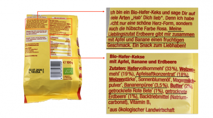Rückseite, Fruchtbar Bio-Hafer-Kekse Rückseite, Fruchtbar Bio-Hafer-Kekse