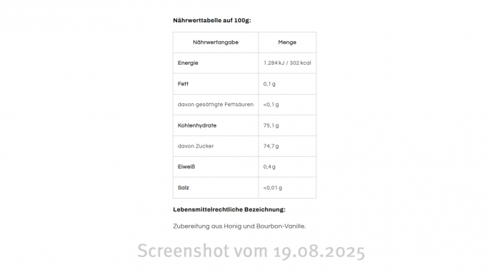 Honig mit echter Bourbon-Vanille, Allgaeuer-Wanderimkerei.de, 19.08.2025 Honig mit echter Bourbon-Vanille, Allgaeuer-Wanderimkerei.de, 19.08.2025