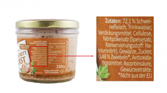 Zutaten, Mehlig & Heller Original Zwiebelmettwurst 