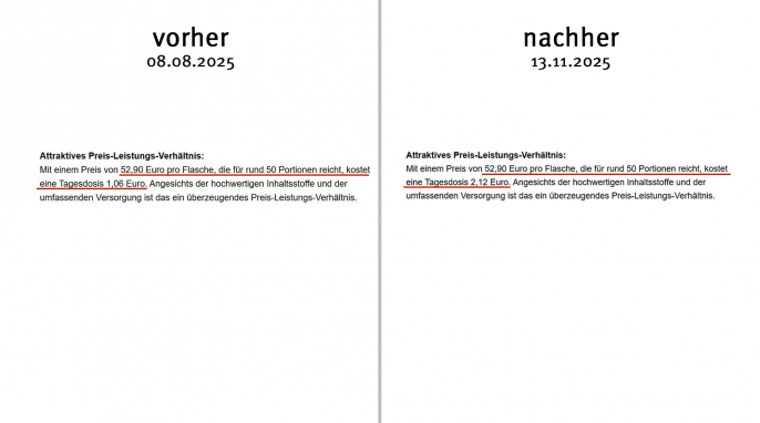 alt: Anzeige „Cellagon aurum im Test“, Handelsblatt.com, 08.08.2025; neu: 13.11.2025 