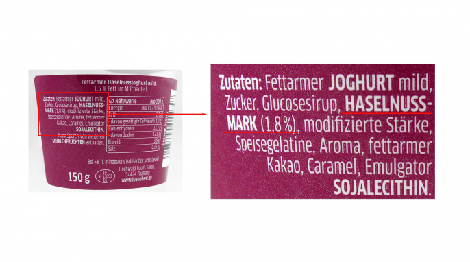 Zutaten, Lünebest Joghurt Haselnuss