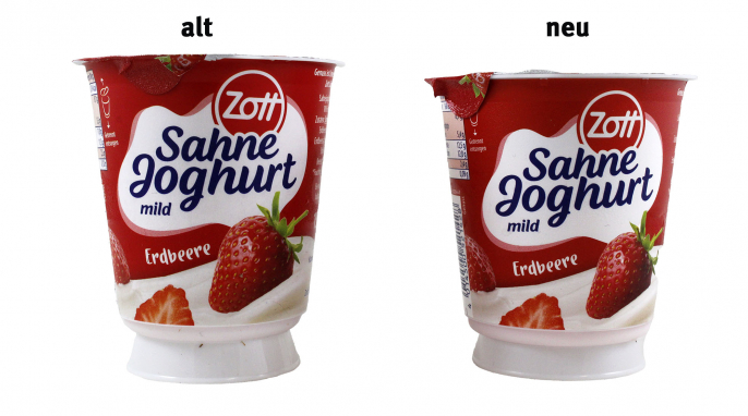 Zott Sahnejoghurt Erdbeere, 150 und 140 g