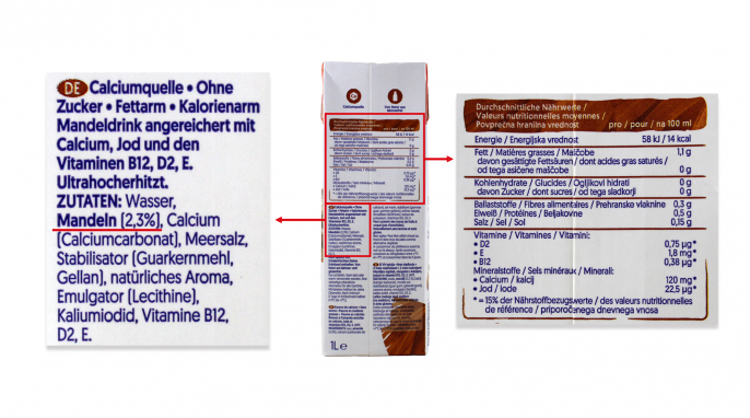 Nährwertangaben + Zutaten, Alpro Mandel, 2025