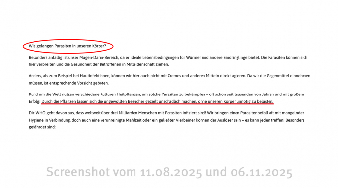 Beschreibung, Purazell.de, 11.08.2025 und 06.11.2025