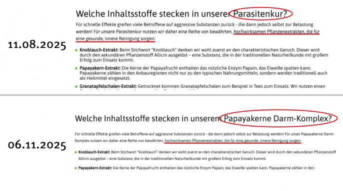 Beschreibung, Purazell.de, 11.08.2025 und 06.11.2025