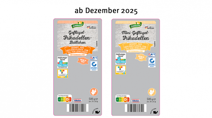 Neu: Güldenhof Mini Geflügel-Frikadellen (Herstellerfoto) ab Dezember 2025 