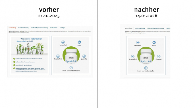 alt: Werbung, Spektr A-Z, Natugena.de, 21.10.2025; neu: 14.01.2026 