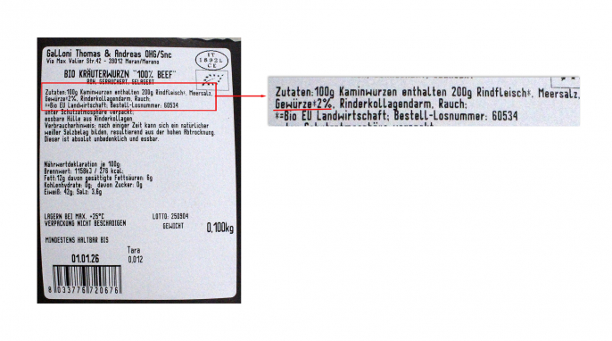 Zutaten, Galloni Bio Meraner Kräuterwurzn