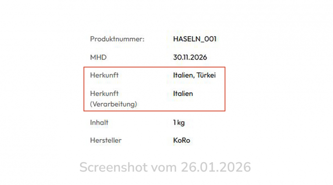 Herkunft, KoRo Haselnusskerne, Korodrogerie.de, 26.01.2026