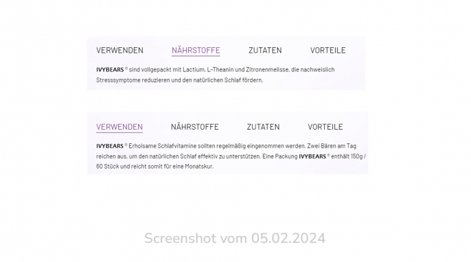 Nährstoffe, Restful Sleep, Ivybears.com, 05.02.2024 