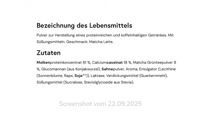 More Protein Iced Matcha Latte, Morenutrition.de, 22.09.2025