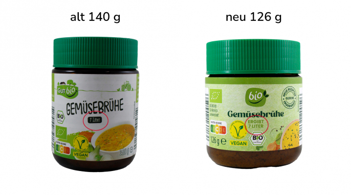 Aldi GutBio Gemüsebrühe, 140 g; neu: Aldi Bio Gemüsebrühe, 126 g