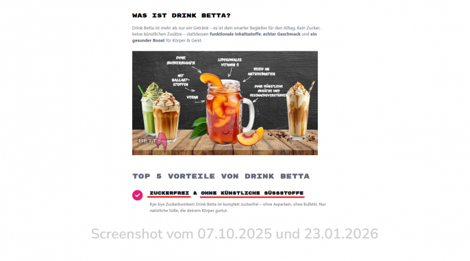 Vorteile, Drinkbetta.de, 07.10.2025 und 23.01.2026