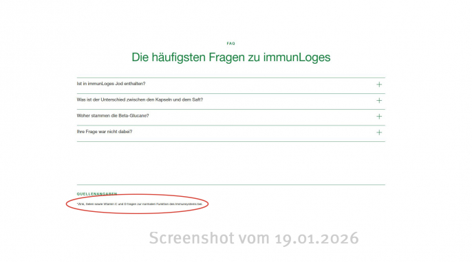 Quellenangaben, ImmunLoges, Loges.de, 19.01.2026