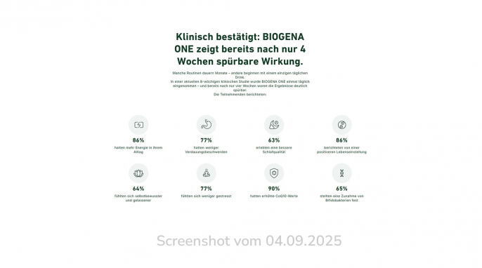Werbung, Biogena-one.com, 04.09.2025