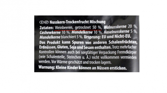 Bezeichnung und Zutaten, Ardilla Gourmet Mischung