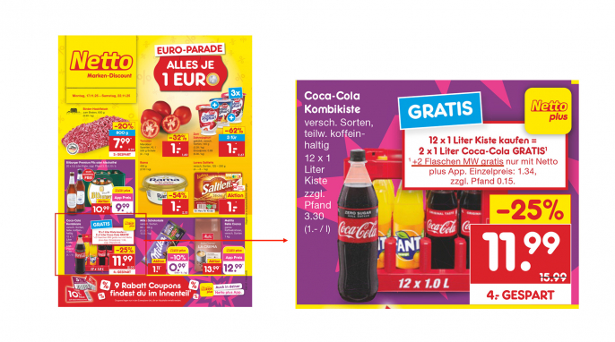 Angebot Coca Cola Kombikiste, Netto Angebotsprospekt 17.-22.11.2025, Seite 1 Angebot Coca Cola Kombikiste, Netto Angebotsprospekt 17.-22.11.2025, Seite 1