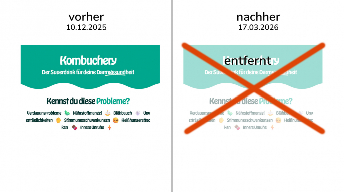 alt: Werbung Kombuchery.de, 10.12.2025; neu: 17.03.2026
