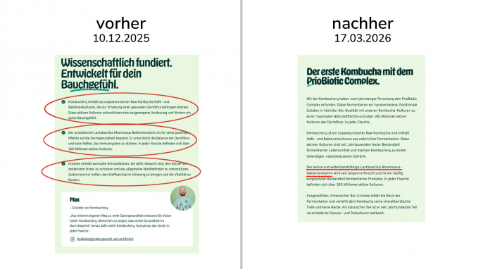 alt: Werbung, Kombuchery.de, 10.12.2025; neu: 17.03.2026