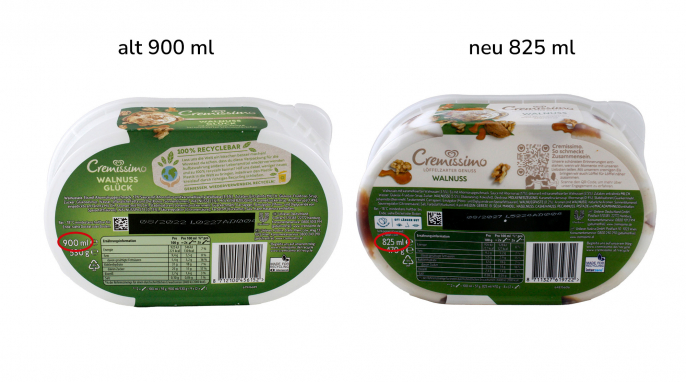 Füllmenge, Cremissimo Walnuss 825 und 900 ml