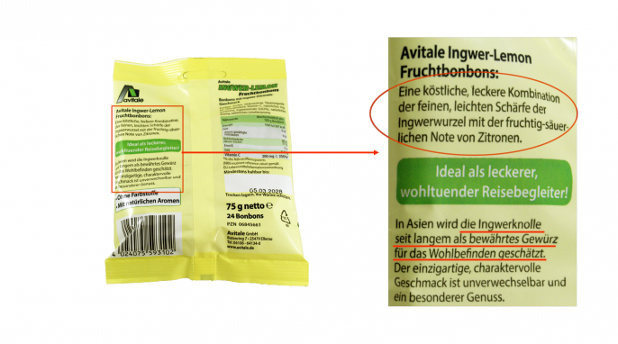 Werbung, Avitale Ingwer-Lemon Fruchtbonbons