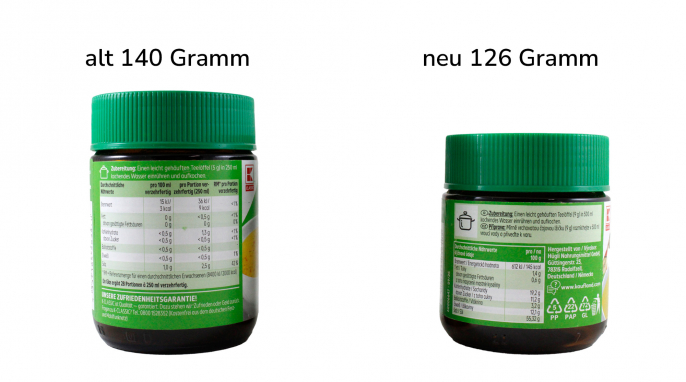 alt: Nährwerte Kaufland K Classic Gemüsebrühe, 140 g; neu: Kaufland K Classic Gemüsebrühe, 126 g