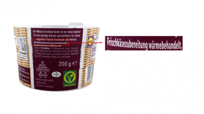 Bezeichnung + Zutaten, Milbona Frischkäse Becher Meerrettich