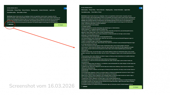 Fußnoten, Biogena-one.com, 16.03.2026 Fußnoten, Biogena-one.com, 16.03.2026