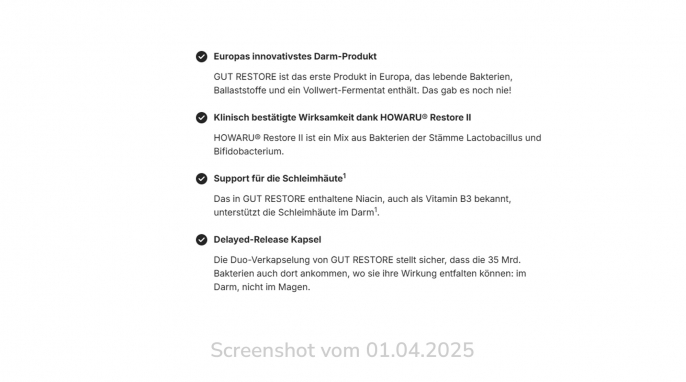 Werbung, Gut restore Kapseln, brain-effect.com, 01.04.2025 Werbung, Gut restore Kapseln, brain-effect.com, 01.04.2025
