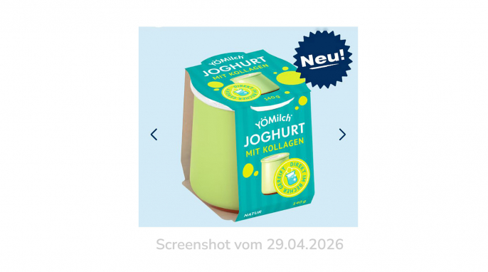 YöMilch Joghurt mit Kollagen, Yomilch.de, 29.04.2026