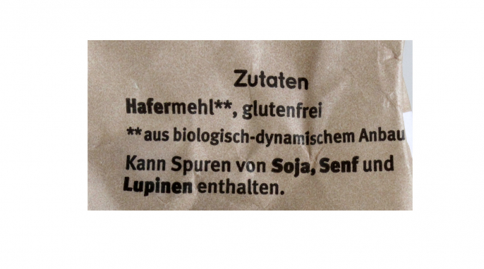 Zutaten, Bauck Mühle Hafer Mehl