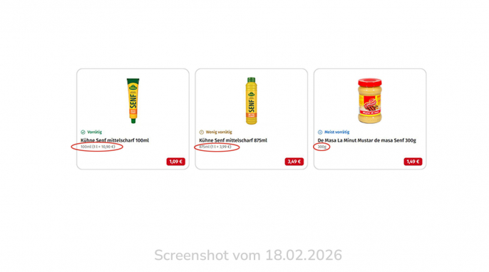 Preisangabe, Senf Angebote, rewe.de, 18.02.2026