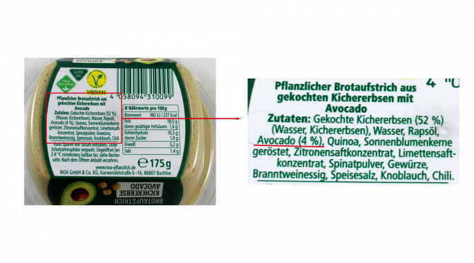 Zutaten, NOA Brotaufstrich Kichererbse Avocado Zutaten, NOA Brotaufstrich Kichererbse Avocado