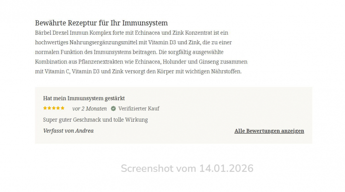 Immun Komplex forte mit Echinacea und Zink Konzentrat, baerbel-dexel.de, 14.01.2026 Immun Komplex forte mit Echinacea und Zink Konzentrat, baerbel-dexel.de, 14.01.2026