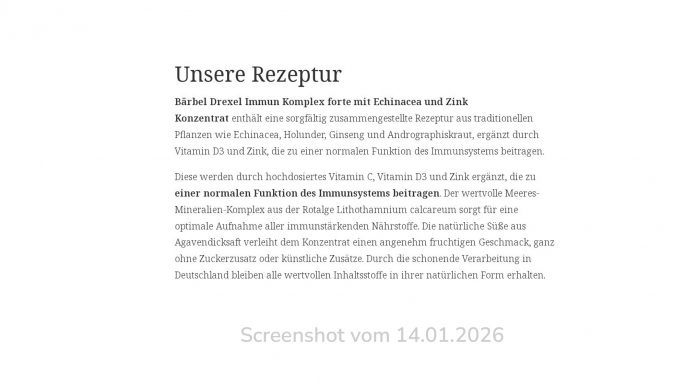 Immun Komplex forte mit Echinacea und Zink Konzentrat, baerbel-dexel.de, 14.01.2026 Immun Komplex forte mit Echinacea und Zink Konzentrat, baerbel-dexel.de, 14.01.2026