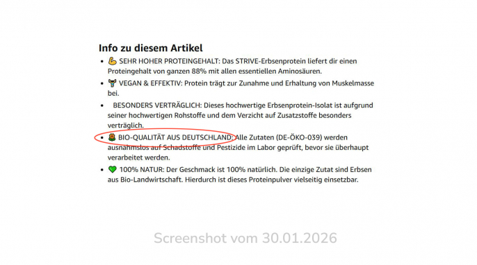 Strive Erbsenprotein, amazon.de, 31.03.2026 Strive Erbsenprotein, amazon.de, 31.03.2026