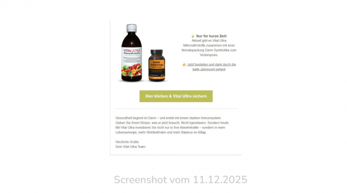 Newsletter, Vital Ultra „Stark durch Herbst und Winter”, 11.12.2025 Newsletter, Vital Ultra „Stark durch Herbst und Winter”, 11.12.2025