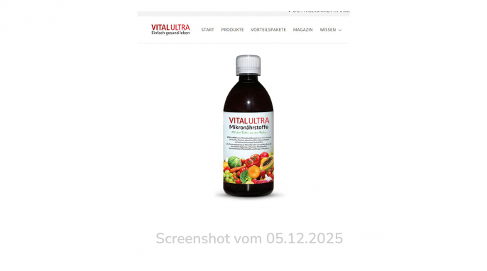 Vital Ultra Mikronährstoffe, vitalultra.shop/products, 05.12.2025 Vital Ultra Mikronährstoffe, vitalultra.shop/products, 05.12.2025