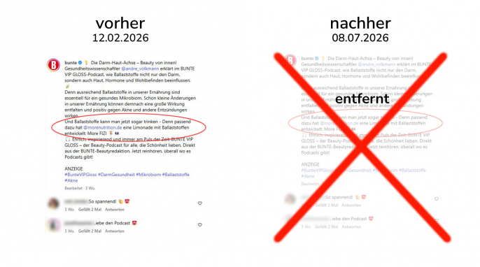 alt: Instagram.com/bunte, 12.02.2026; neu: 08.07.2026 alt: Instagram.com/bunte, 12.02.2026; neu: 08.07.2026
